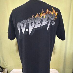 10 Deep Fire Spellout Logo Men's Black T Shirt Large Made in the USA Cotton